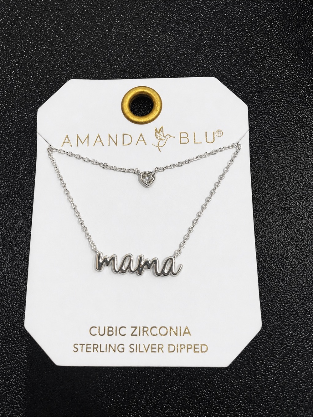 Amanda Blu “Mama” Layered Necklace – Sterling Silver Dipped